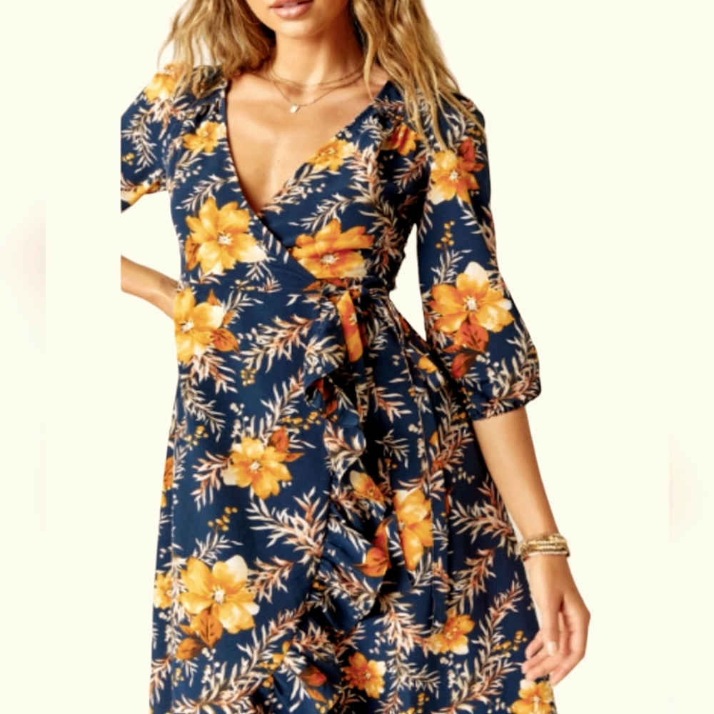 Francesca Wrap Floral Ruffle Dress - Picture 8 of 8